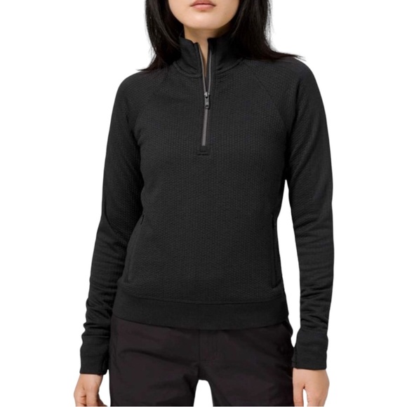 lululemon athletica Tops - Lululemon Engineered Warmth Half Zip Black / Black Sz 6